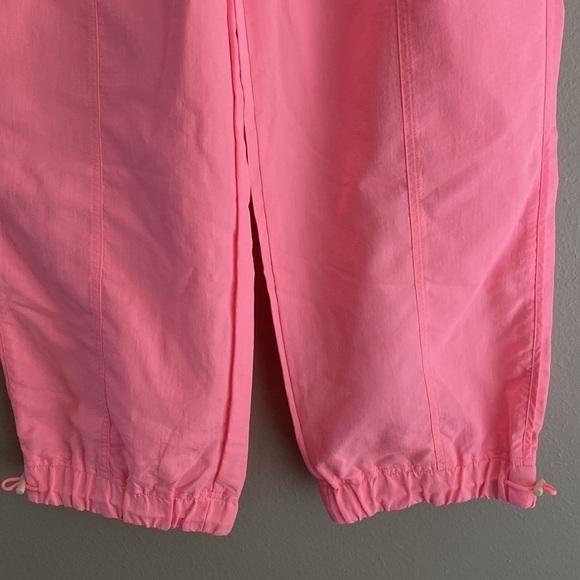ZENANA Windbreaker High Waist Jogger Pants Zip Closure Side Pocket Bright Pink M - Picture 5 of 12